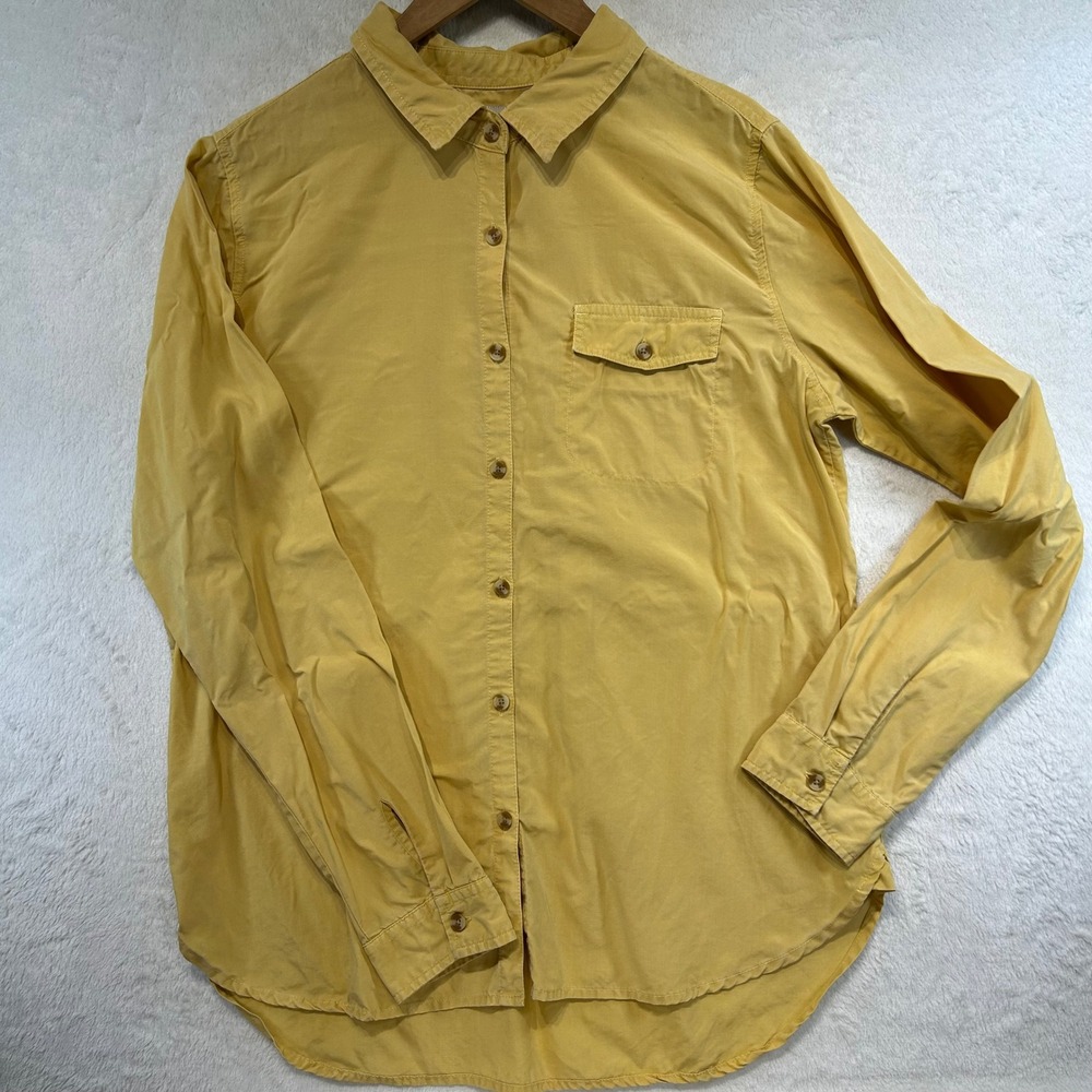 Mustered Thread & Supply Coastal Granola Button Down Large Shirt Yellow Comfort